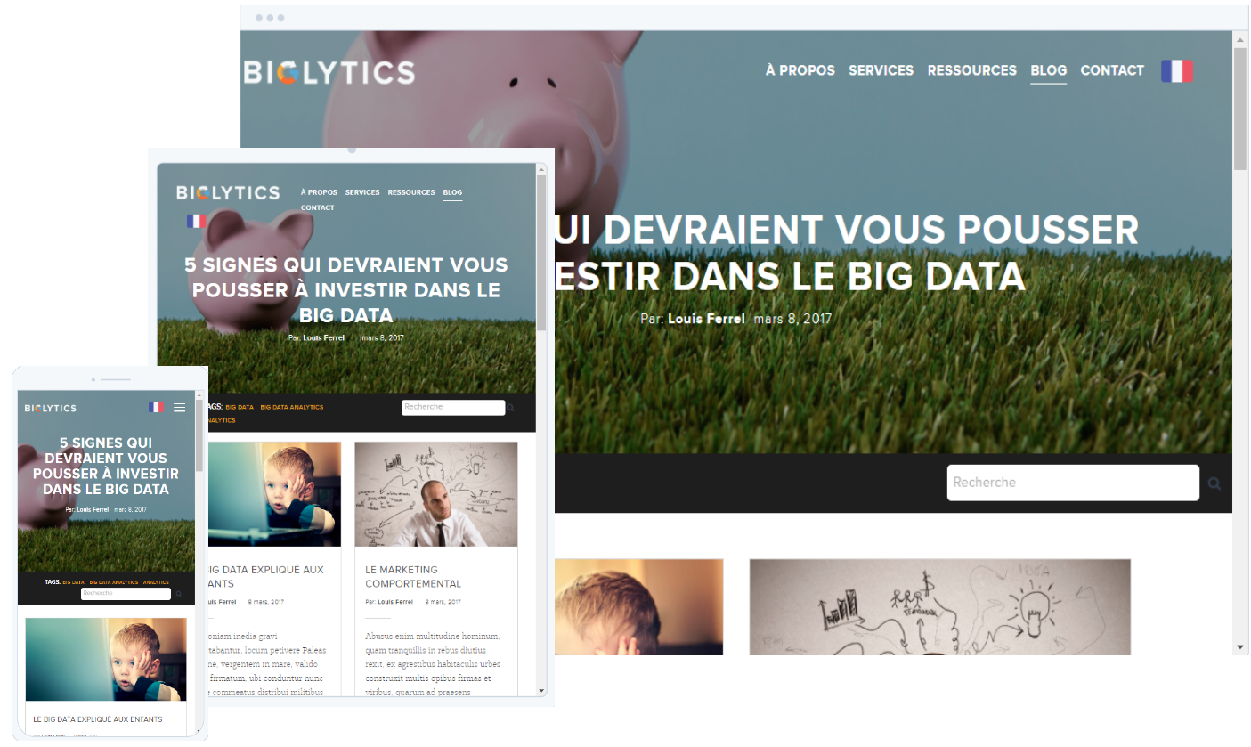 site web responsive sur PC tablette mobile