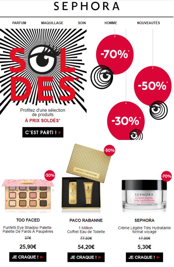 exemple de soldes par emailing