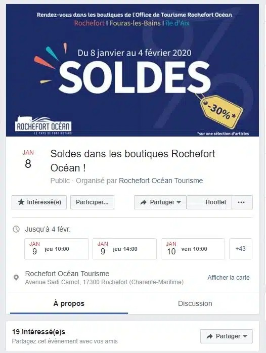 exemple d'annonce de soldes sur facebook
