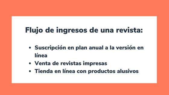 Ejemplo de flujo de ingresos de una revista digital y en línea