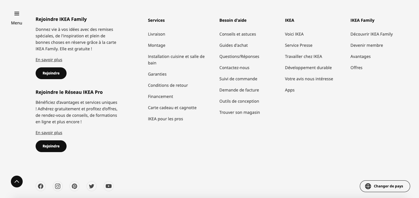 idée de footer structuré en catégories