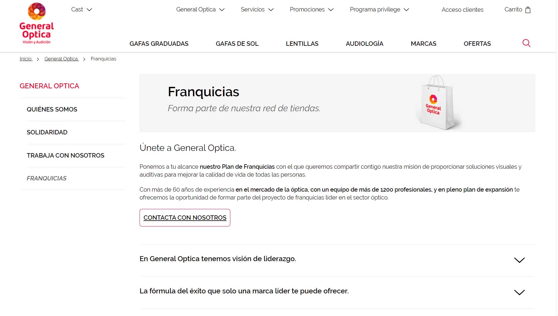 ejemplos de franquicias más rentables en España - General Óptica