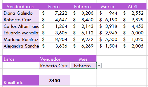 Ejemplo de búsqueda avanzada en Excel