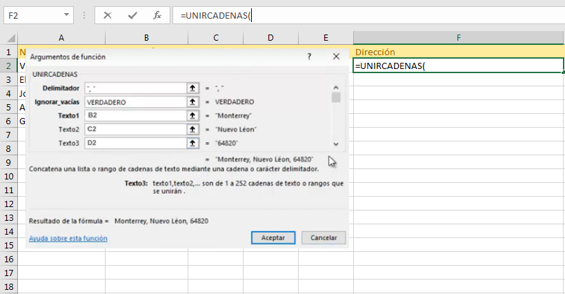 Funciones avanzadas de Excel: unir cadenas