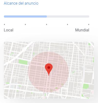 Alcance del anuncio local en Google Ads