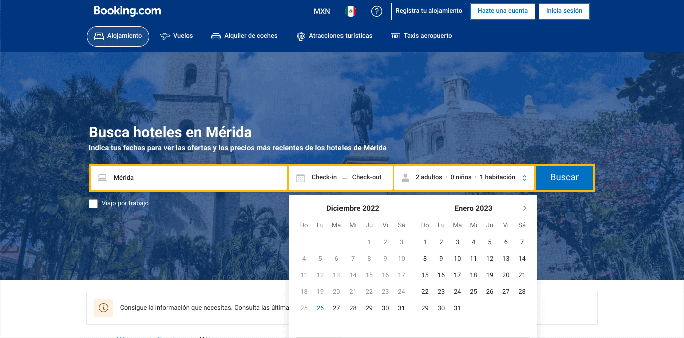 Ejemplo de campaña de Google Ads de Booking