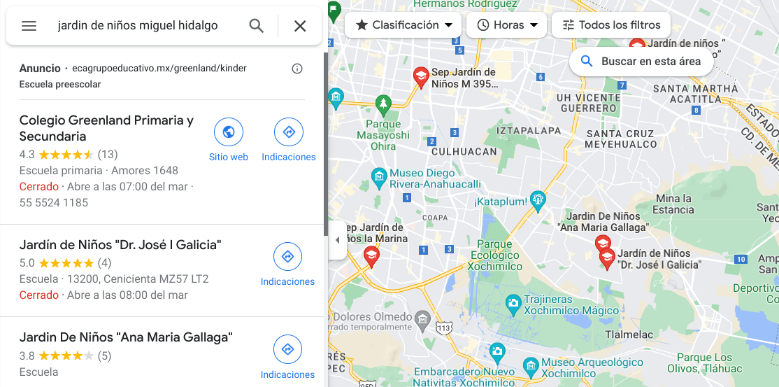 Ejemplo de campaña de Google Ads en Maps