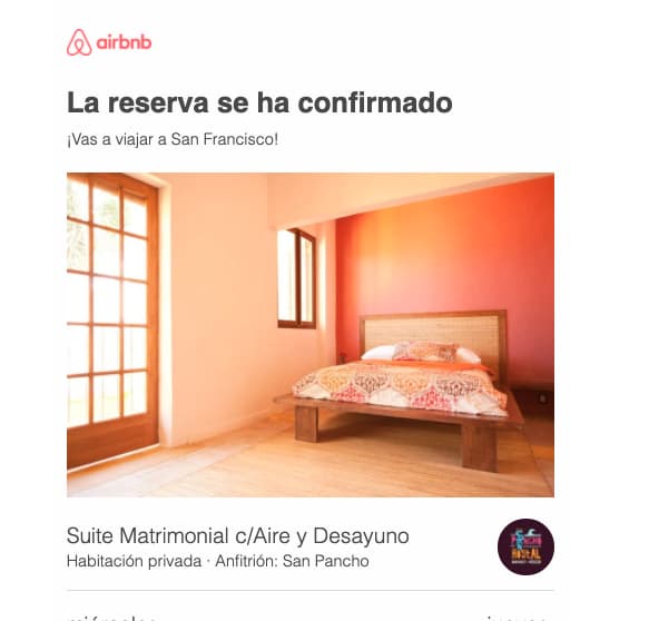 Ejemplo de forma original de decir gracias por tu compra de Airbnb