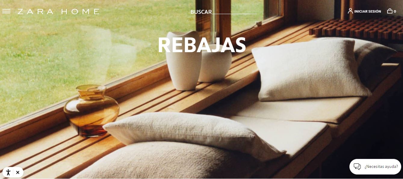 Ejemplo de hero image con colores suaves de Zara