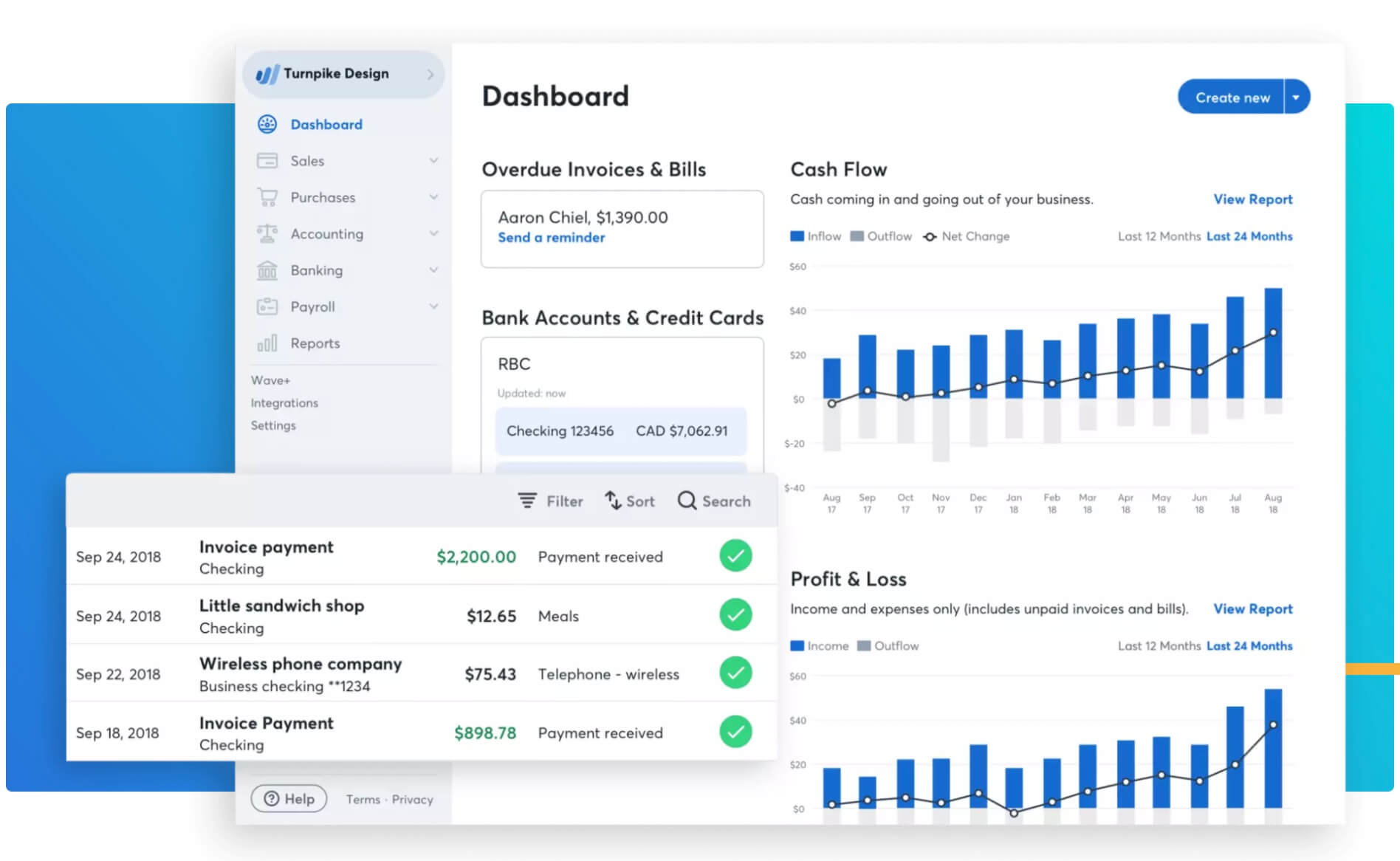Herramienta de automatización de ecommerce: Wave Accounting