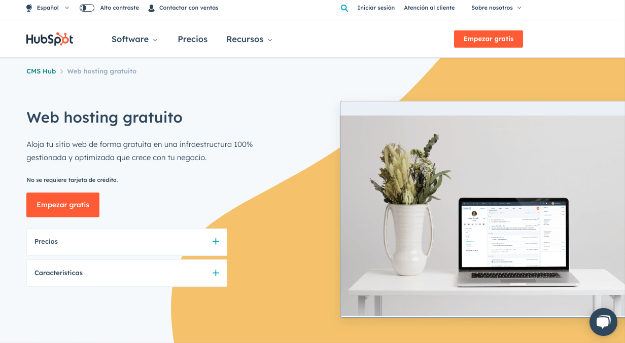 Ejemplo de hosting compartido: HubSpot
