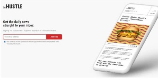 Ejemplo de squeeze page: Hustle