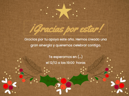 Invitación de fin de año con mensaje sobre colaboración