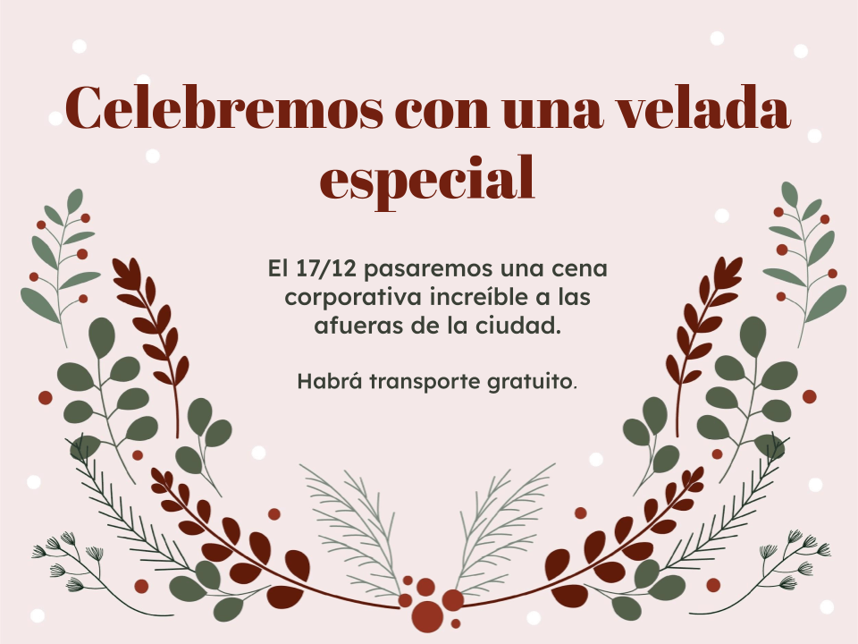 Invitación de fin de año con guirnalda