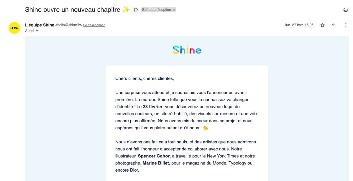 e-mail de lancement d'un nouveau site