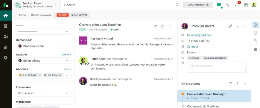 interface logiciel service client e commerce zendesk