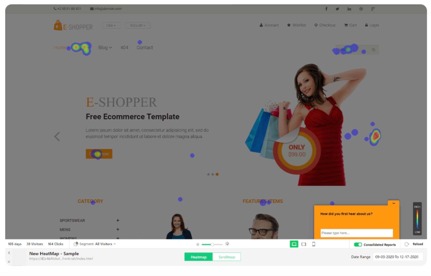 Herramientas para mapa de calor de Freshmarketer