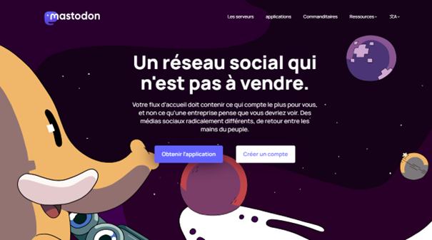 Page d'accueil de Mastodon