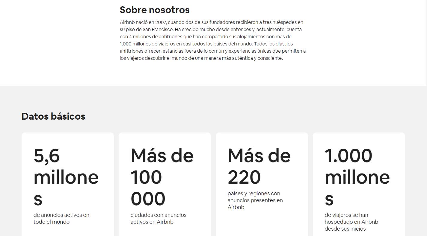 Ejemplos de press kit: Airbnb