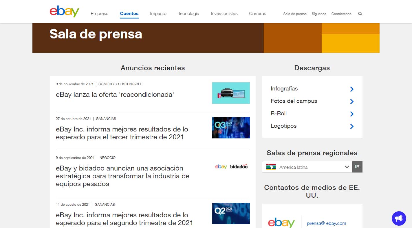Ejemplo de media kit: eBay