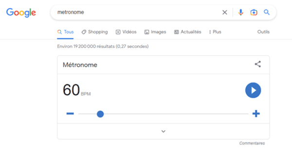 métronome sur Google