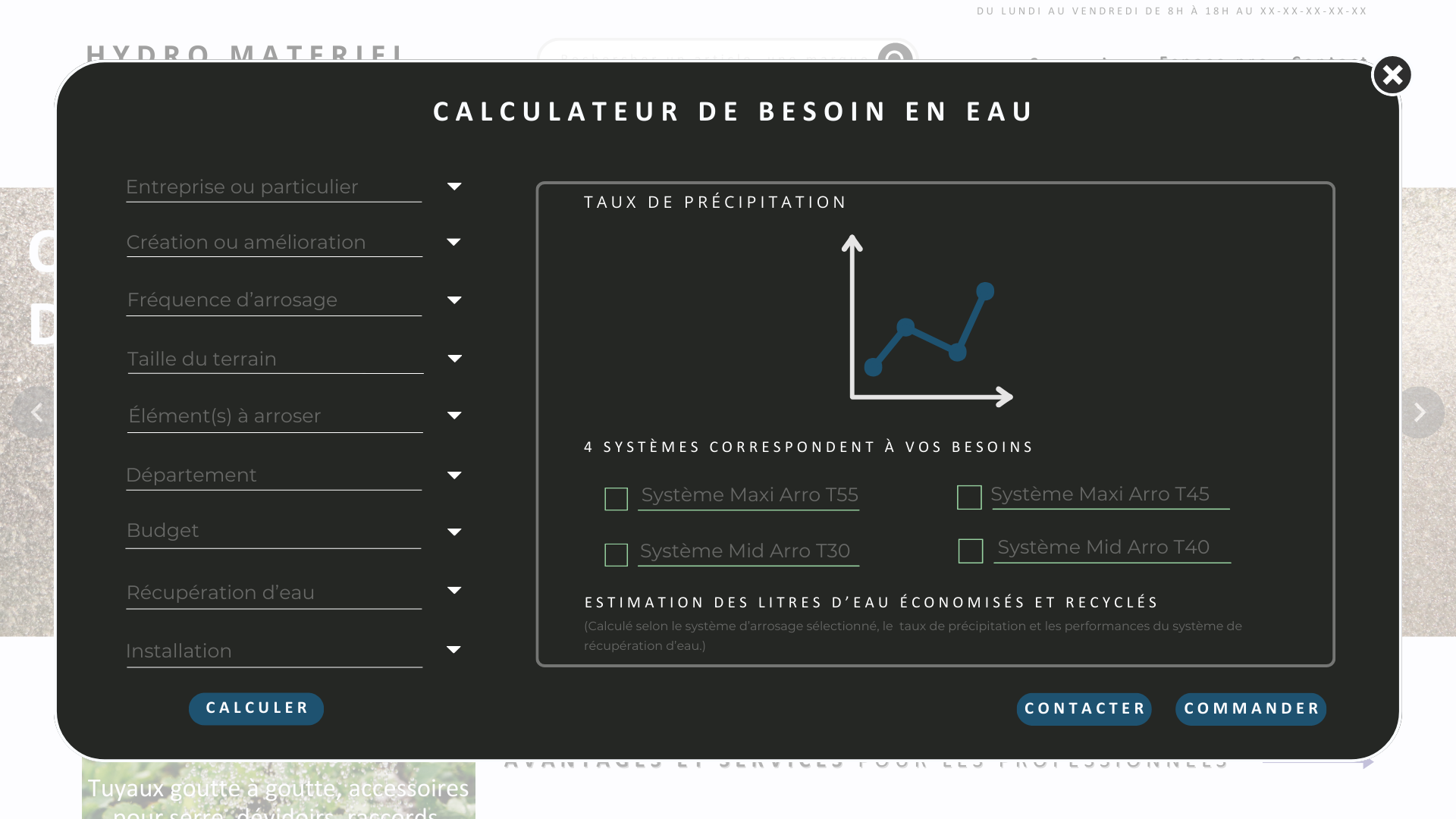Un modèle de calculateur de besoin en eau sur un site web