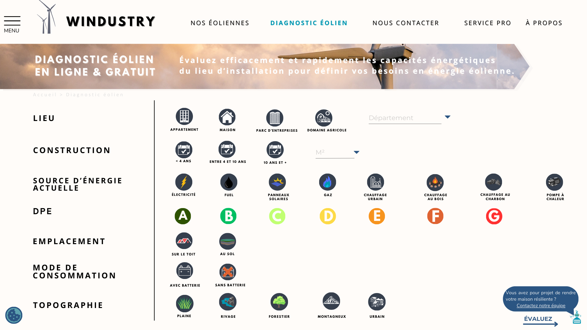 Un modèle d'outil interactif pour un installateur d'éoliennes