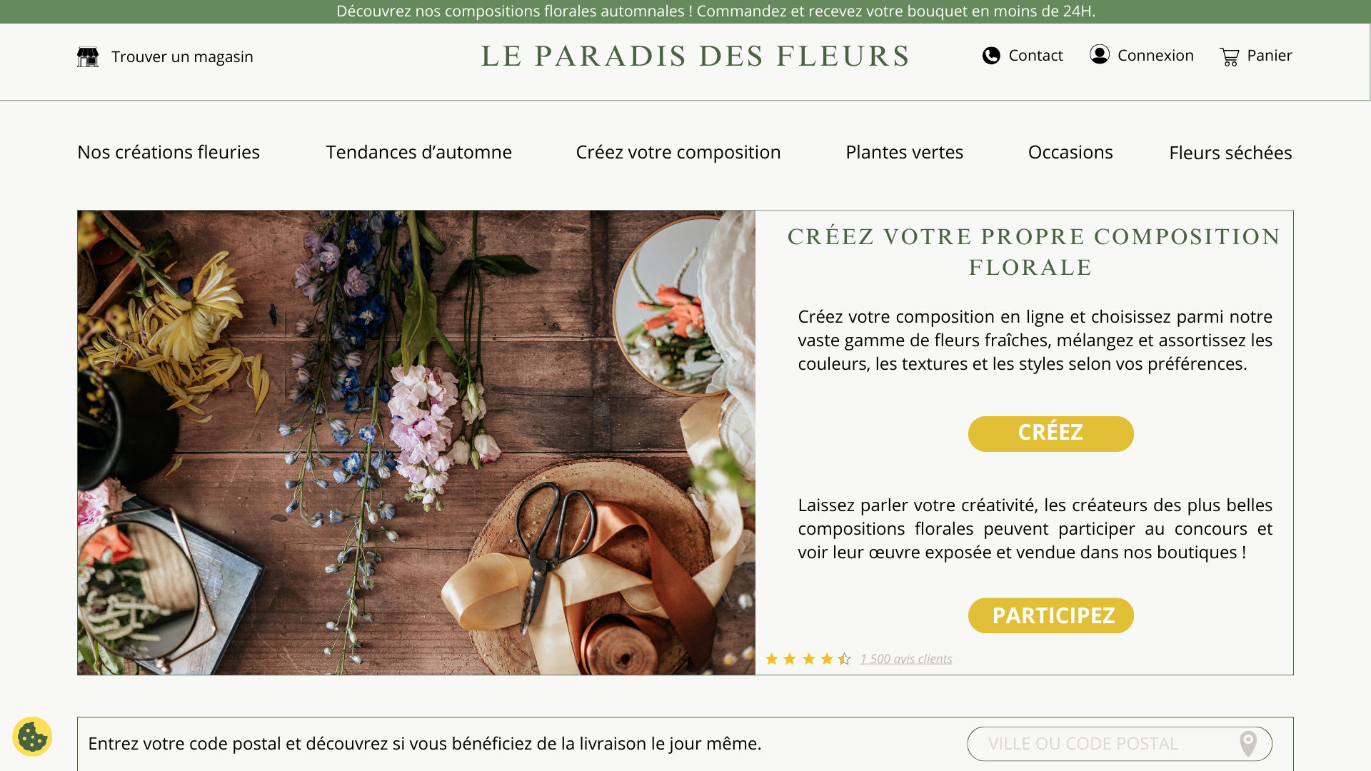Un modèle de site web interactif pour un fleuriste