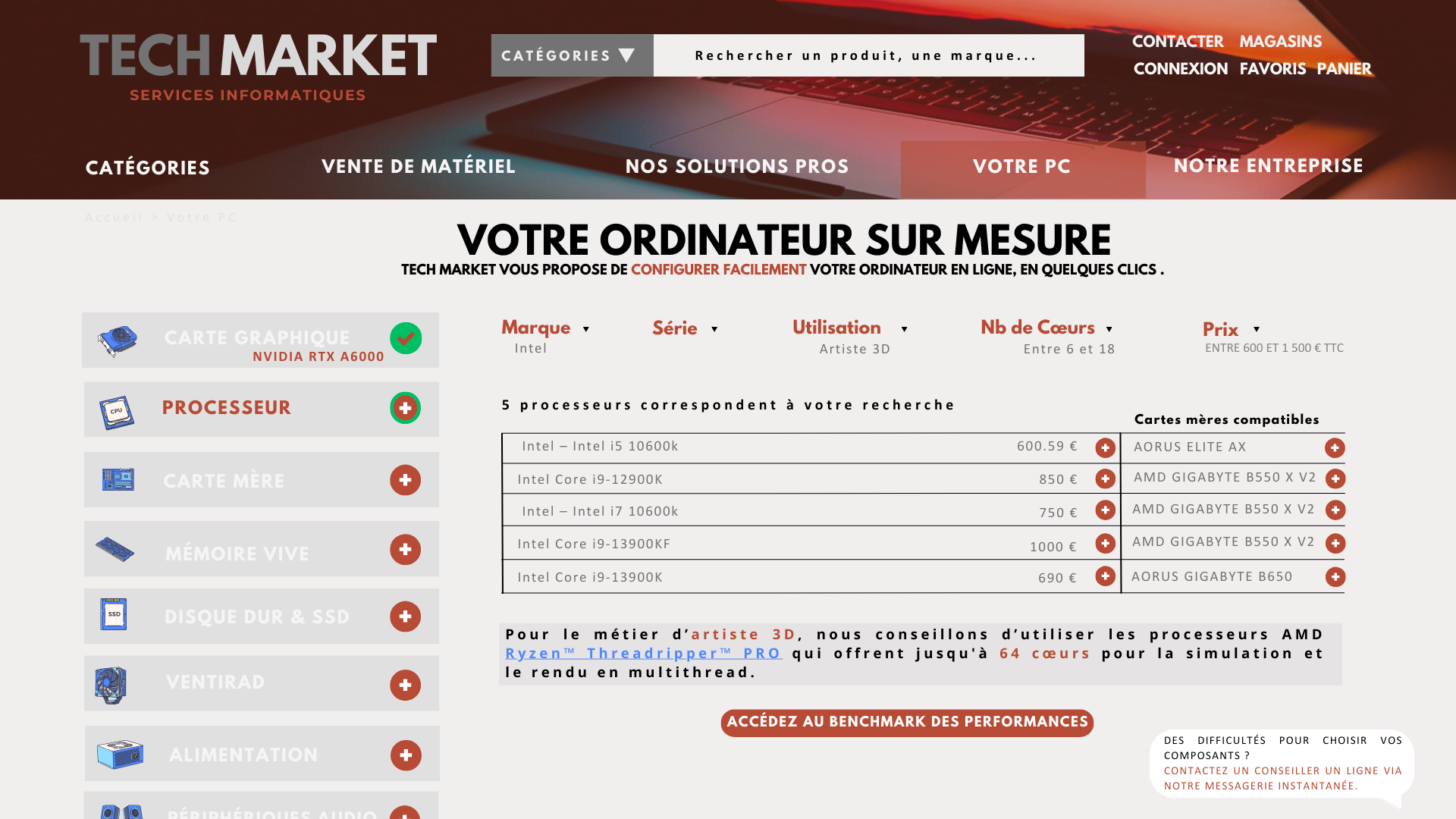 Un modèle de site web de vente de matériel informatique, optimisé pour la navigation