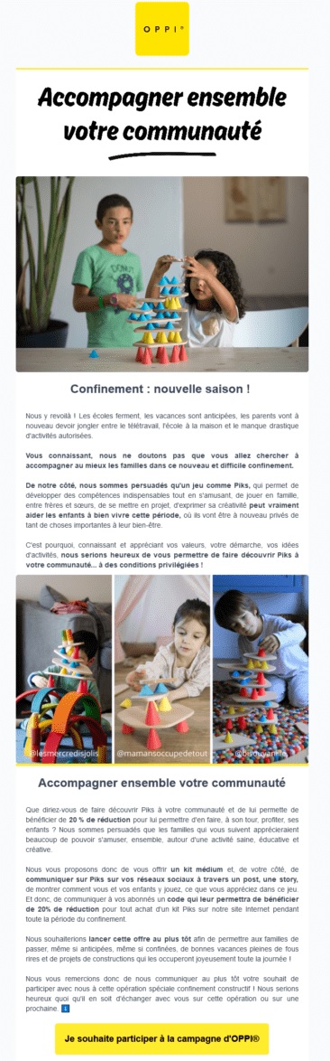 exemple emailing oppi