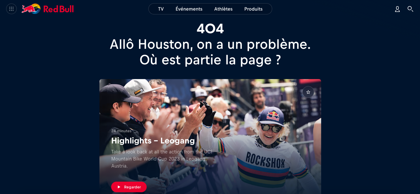 page 404 avec vidéo promotionnelle