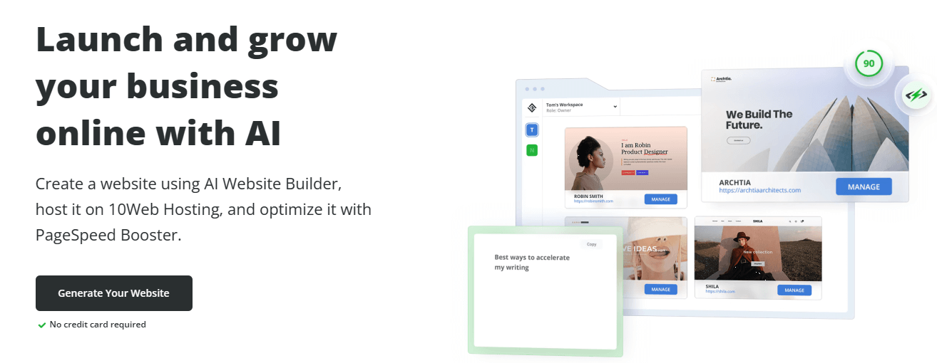 Web con inteligencia artificial: creador de 10Web