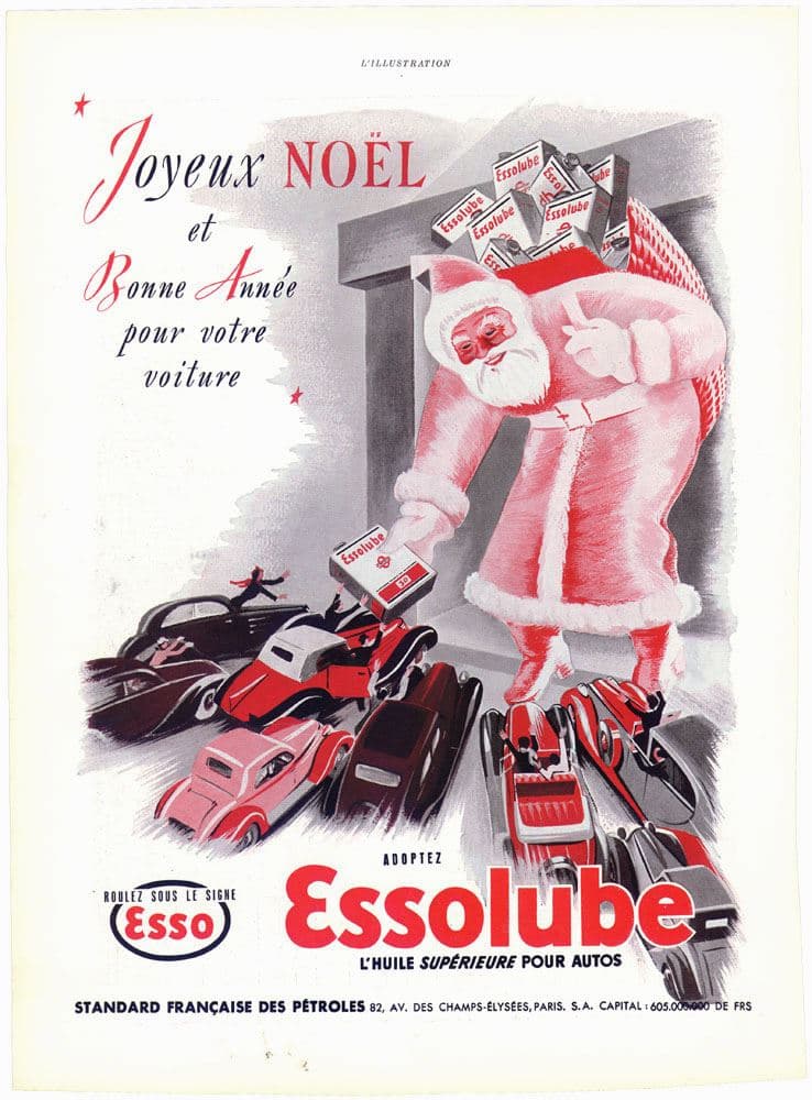 Santa Claus en una publicidad de Essolube en 1938