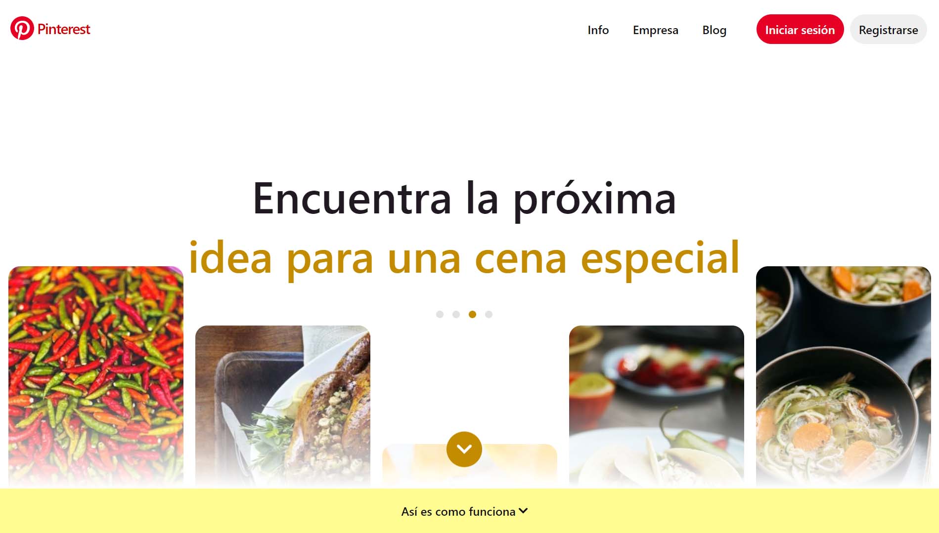ejemplos de personalización de sitios web: Pinterest