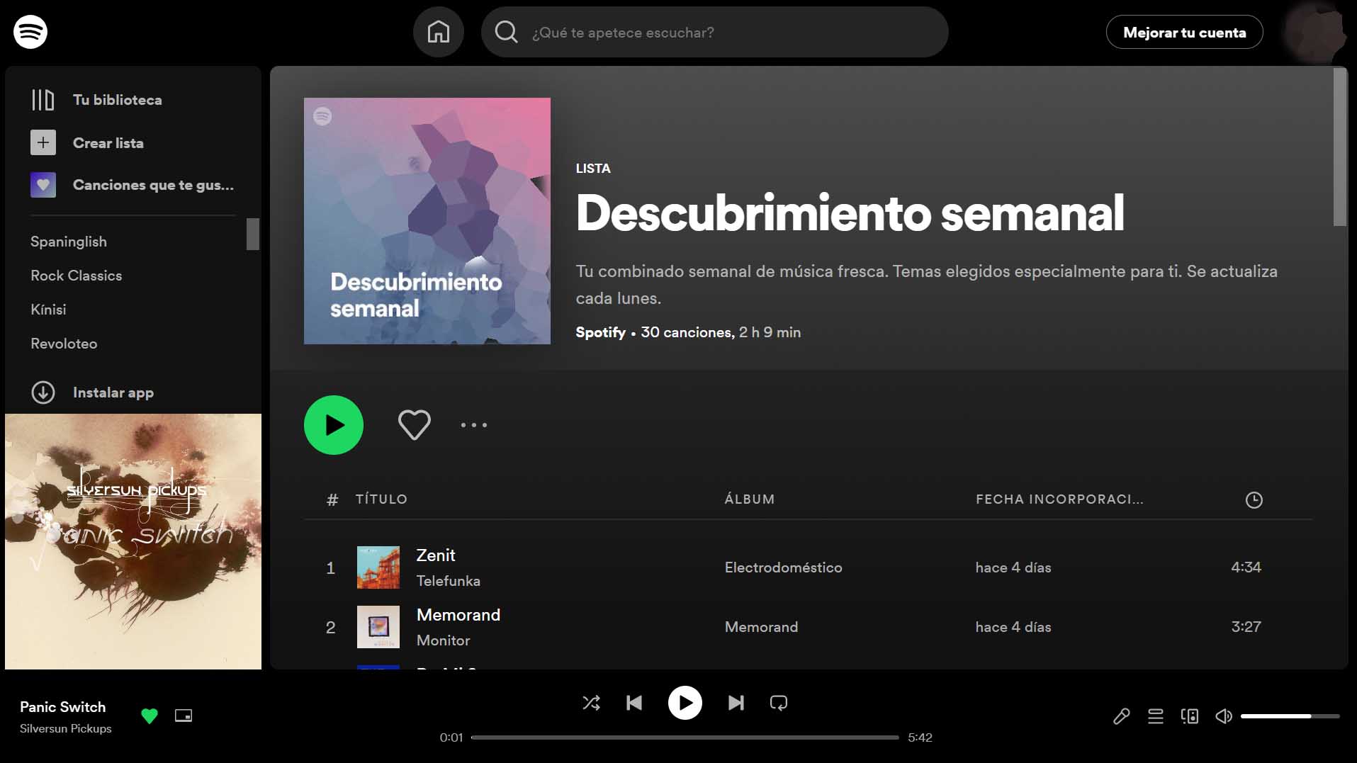 ejemplos de personalización de sitios de trabajo: Spotify