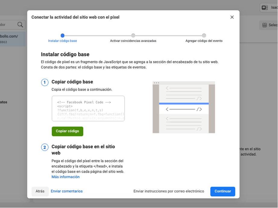 Instalar código base de Facebook