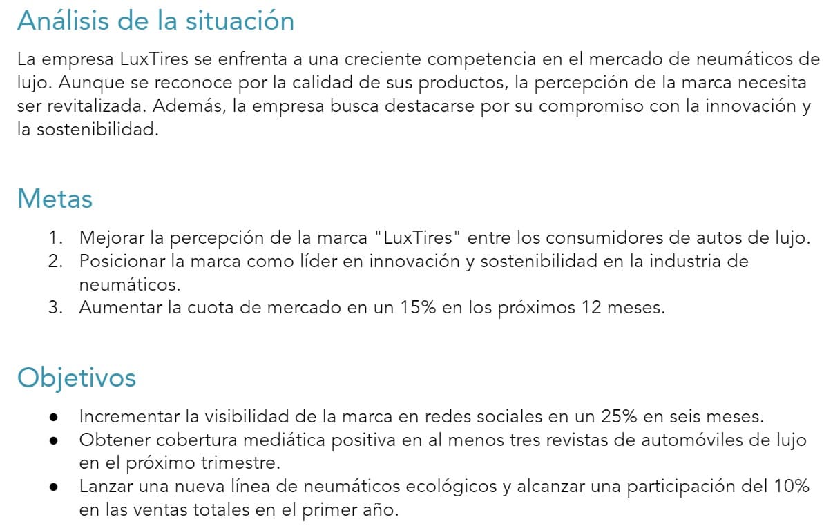 Plan de relaciones públicas ejemplo