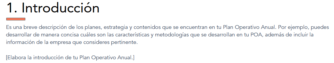 Redacta un plan operativo anual, introducción