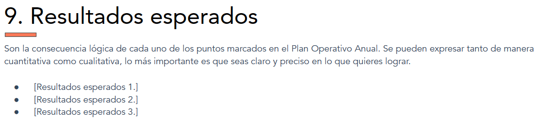 Cómo redactar un plan operativo anual, resultados esperados