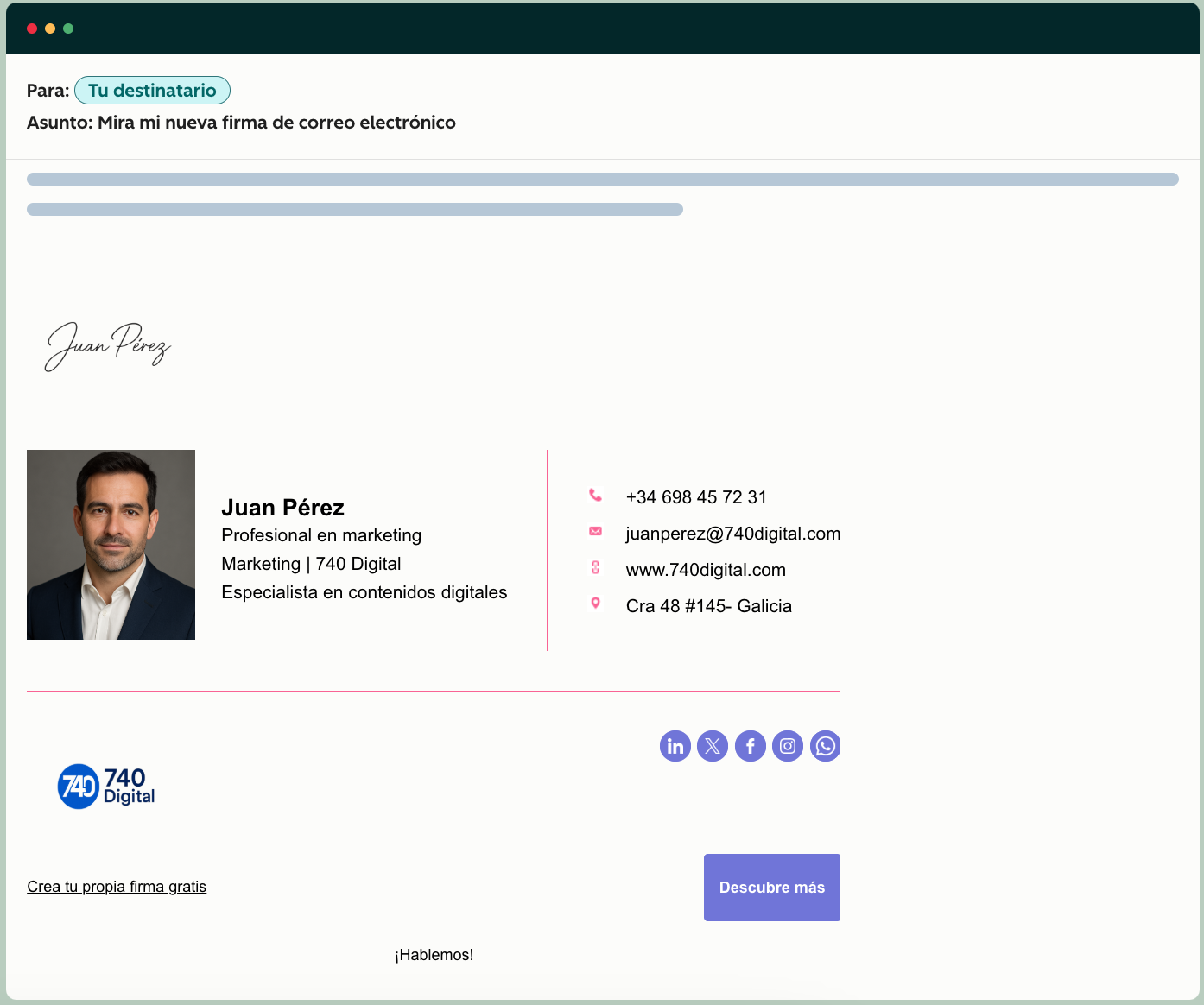Plantilla app Email Signature Generator