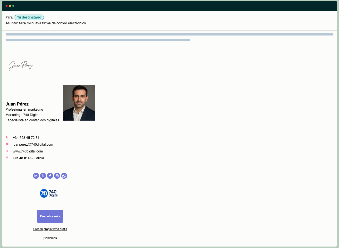 Plantilla Email Signature Generator