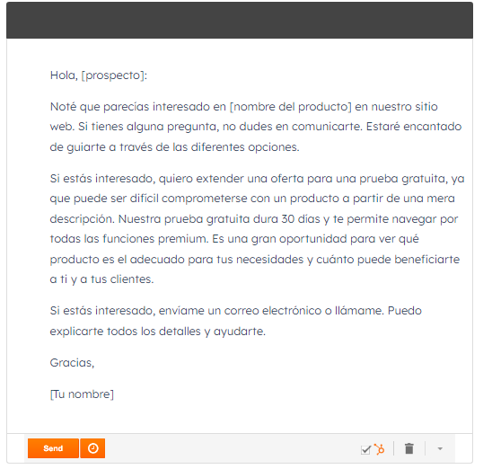 Plantilla de correo con prueba gratuita