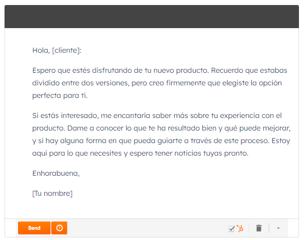 Plantilla de correo de seguimiento