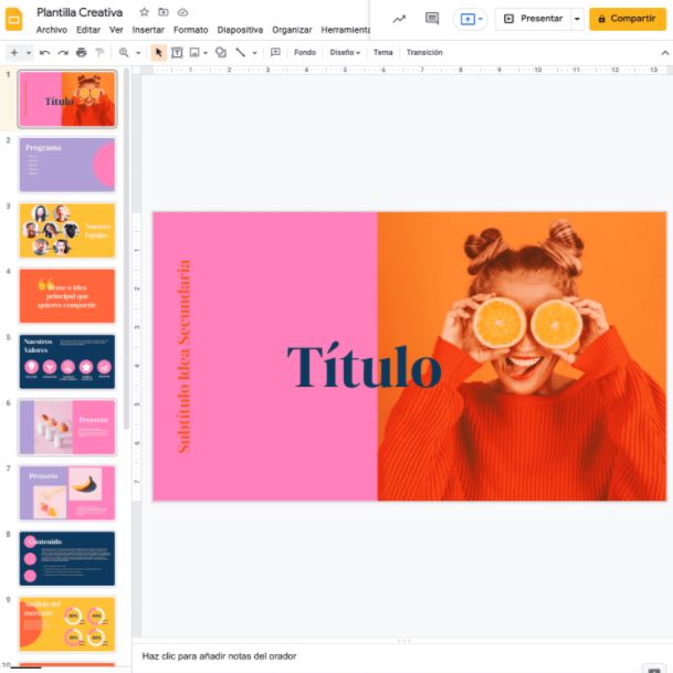 Plantilla creativa para Google Slides