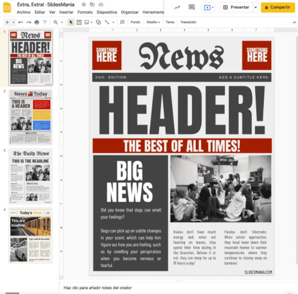 Plantilla de Google Slides gratis: Extra