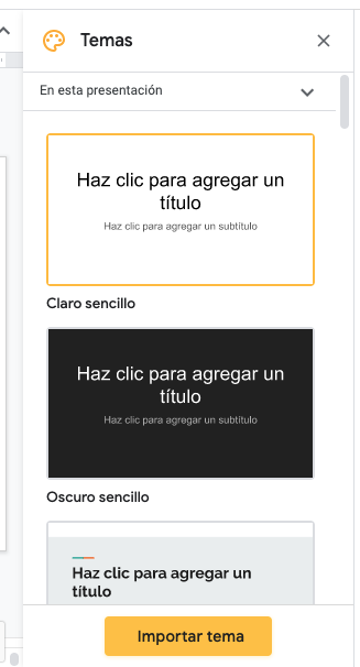 Cómo importar temas en Google Slides: agregar tema descargado