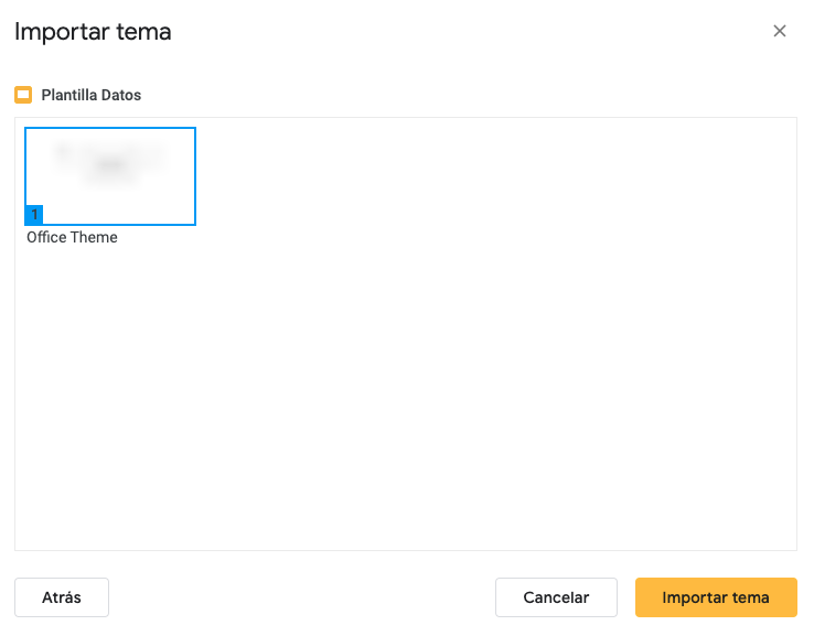 Cómo importar temas en Google Slides: elegir tema