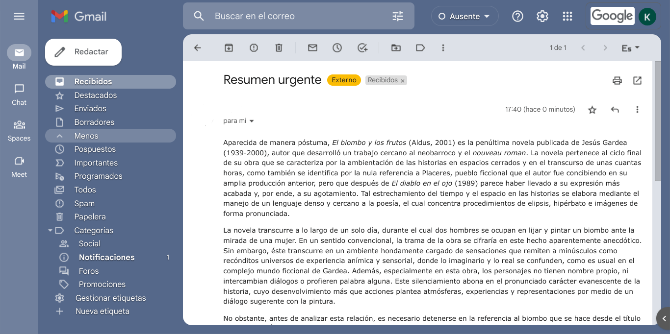 Ejemplo de plataforma digital: Gmail