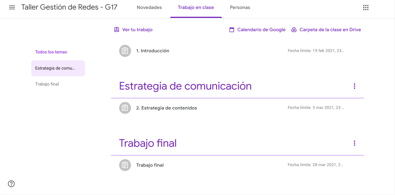 Ejemplo de plataforma digital: Google Classroom