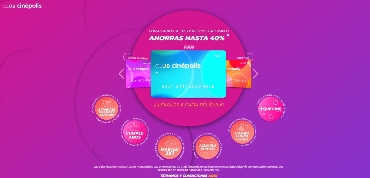 Ejemplo de programa de fidelización de Cinépolis